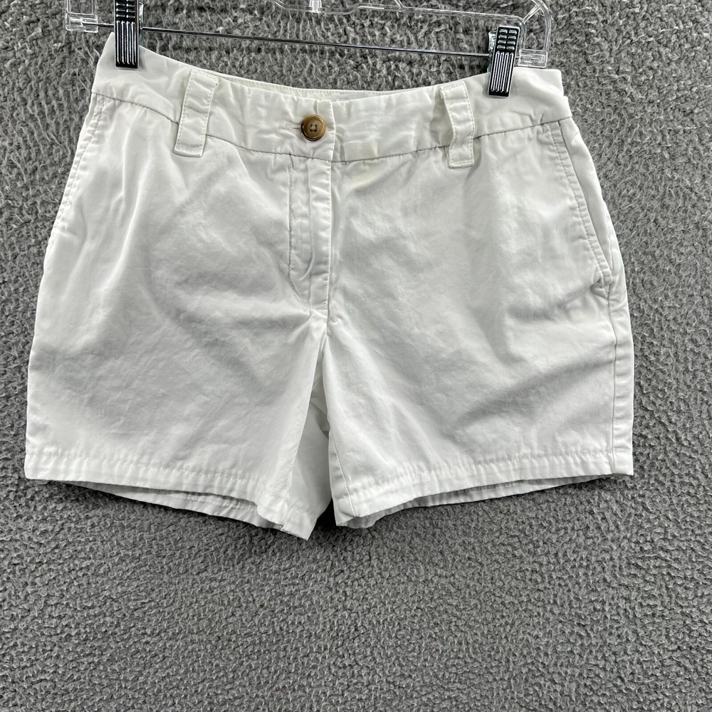 Lands End Womens Chino Shorts 2 White Cotton Minimalist Classic Casual Summer